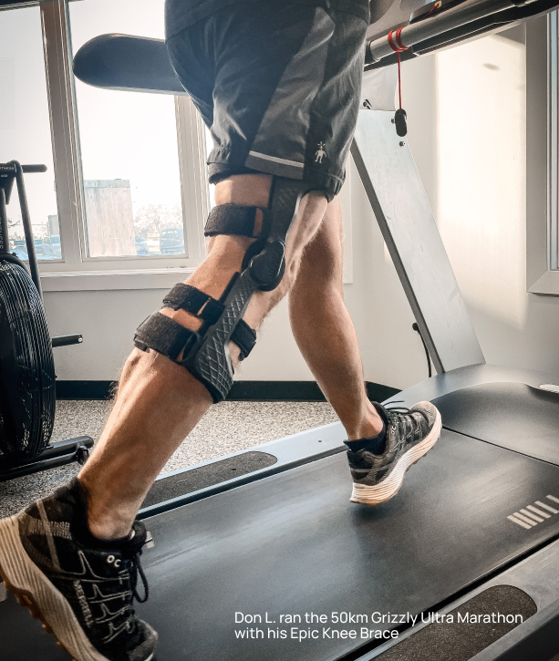 Man running on treadmill while wearing Epic 3D brace 